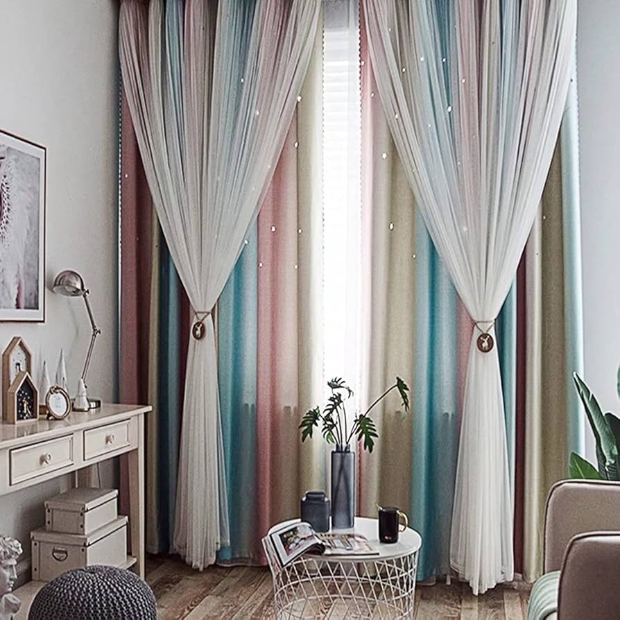 OSONA カーテン 姫系 遮光カーテン グラデーション 二重カーテン